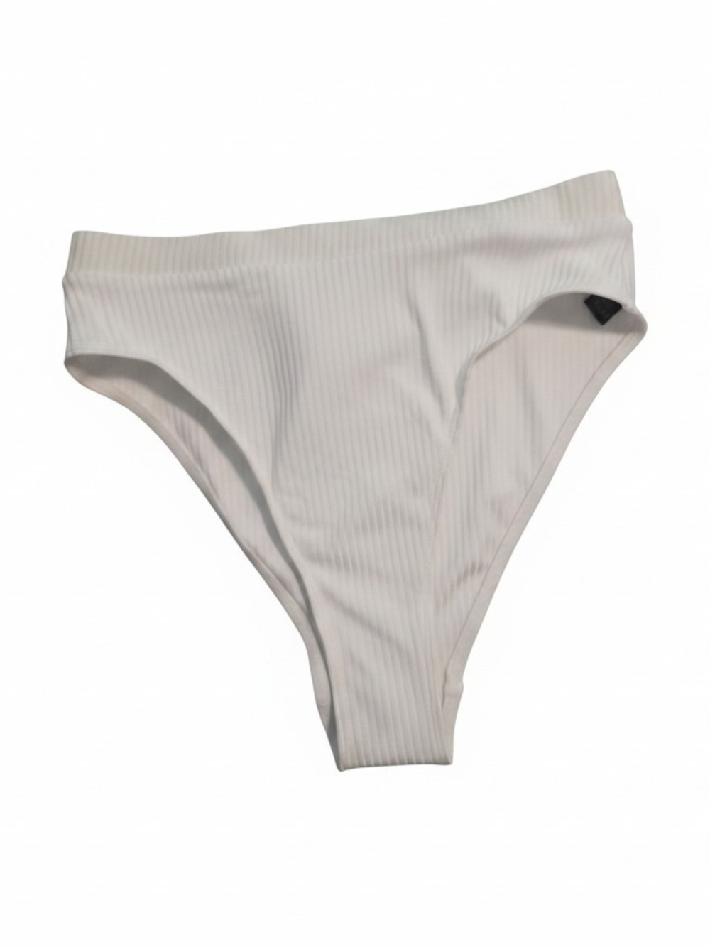 Ribbed High-Leg White Bikini Bottom